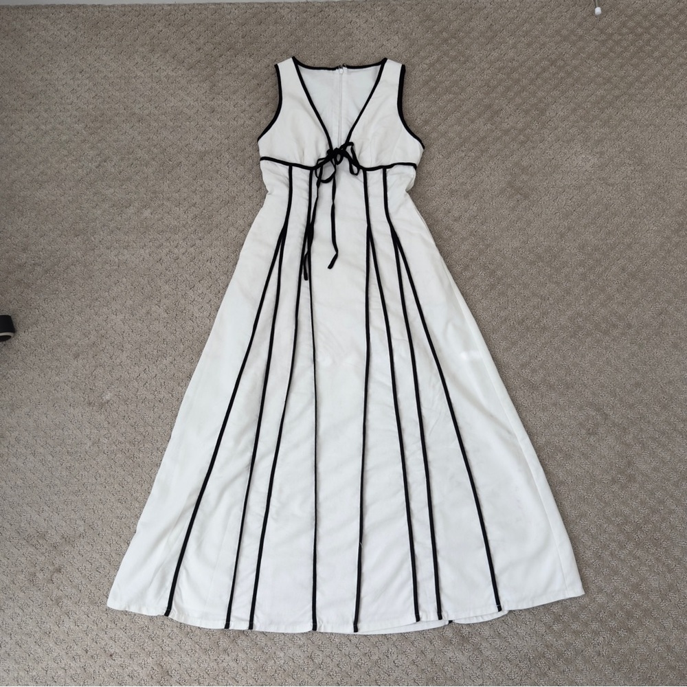 Commense White Maxi Dress with Black Trim